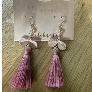 6/$25 NWT Lauren Conrad Pink Butterfly Tassel Earrings
